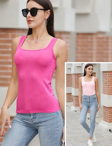 Image of BQTQ 5 Pack Women's Tank Tops Square Neck Sleeveless Ladies Tank Top Undershirts