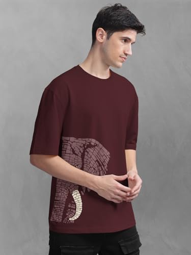 Image of BULLMER Trendy Front and Back Printed Oversized Round Neck T-Shirt for Men - Pack of 2
