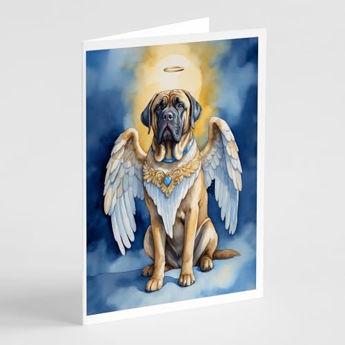 Caroline's Treasures Mastiff My Angel Greeting Cards Pack of 8 Blank Cards with Envelopes Whimsical A7 Size 5x7 Blank Note Cards
