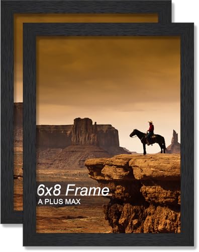 6x8 Picture Frame Set of 2 Black Light Weight Tabletop and Wall Mount