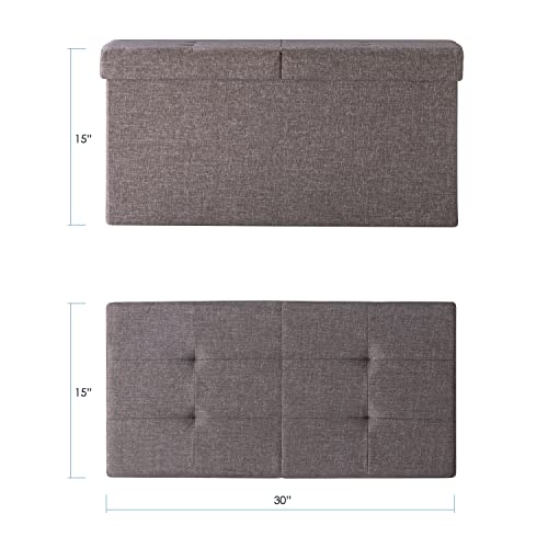 Otto & Ben 30" Storage Ottoman With Smart Lift Top, Upholstered Tufted Bench, Foot Rest, Brown #TOP2