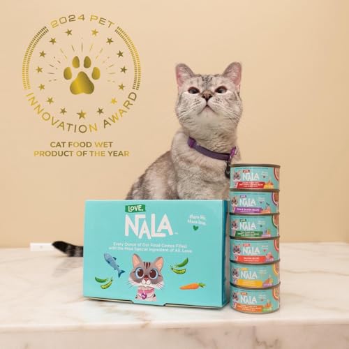 Image of LOVE, NALA Irresistible Pate Variety Pack - Tuna, Chicken, Mackerel Natural Adult Cat Wet Food - Grain Free, Non-GMO, Fiber Blend, Minerals, Vitamins - 12 Pack 2.1 lbs.