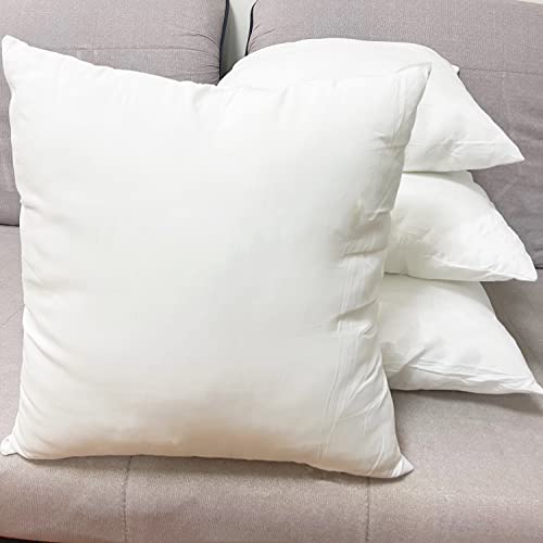 Obruosci Luxury Set Of 4 Throw Pillow Inserts, 18 X 18 Hypoallergenic Ultra Soft White Polyester Microfiber Durable Couch Cushion Fillers #TOP4