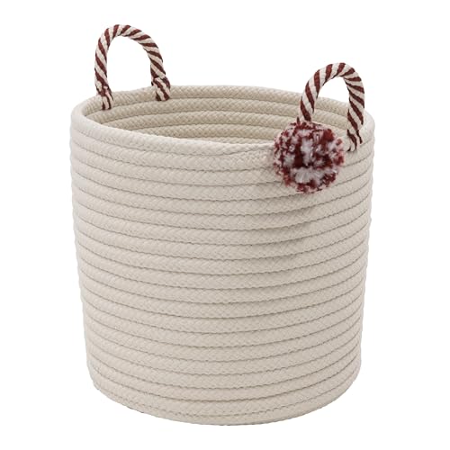 Cesta de remolinos navideños para organizar los regalos del salón familiar 3