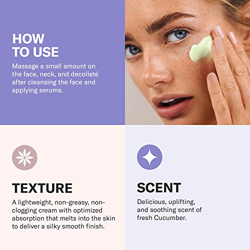 ODACITE Hydrating Face Moisturizer - Green Smoothie Quenching Creme, Face Cream - Moisture Locking Face Cream is Lightweight & Non-Greasy - Cucumber & Apple for Visibly Plump, Soothed & Hydrated Skin