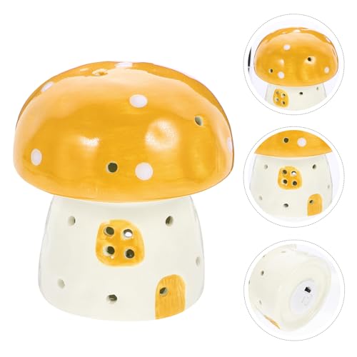 Lámpara de mesa de noche de cerámica amarilla pequeña miniatura 4