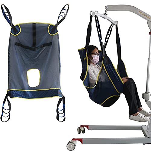 Luxe gewatteerde tilband voor toiletgebruik met hoofdsteun, doucheband met gescheiden been voor tilliften, zware transfertilband, revalidatiehulpmiddelen voor ouderen en zieken,Blauw - Afbeelding 4