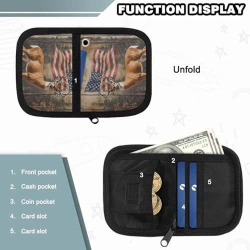 Reindeer Wallet for Kids Boys with String American Flag Kids Wallets for Boys 5-7 Pratical Multi Pockets Wallet Purse Toddler Small Purse4