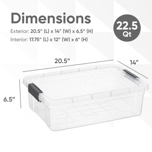 Image of Superio Storage Bins with Lids, Clear Plastic Containers for Organizing, Stackable Totes, BPA Free, Odor Free, Organizer Boxes for Home, and Dorm (2 Pack, 22 Qt)