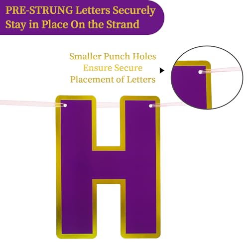 Image of Pre-Strung Happy Birthday Banner - Purple Party Decorations