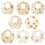 Oaygat 8-Pack Baby Drool Bibs Newborn Bibs 6 Layer Muslin Waterproof Newborn Feeding Bib Soft and Absorbent Bandana Bib with Adjustable Snaps Cotton Baby Infant Teething Bib