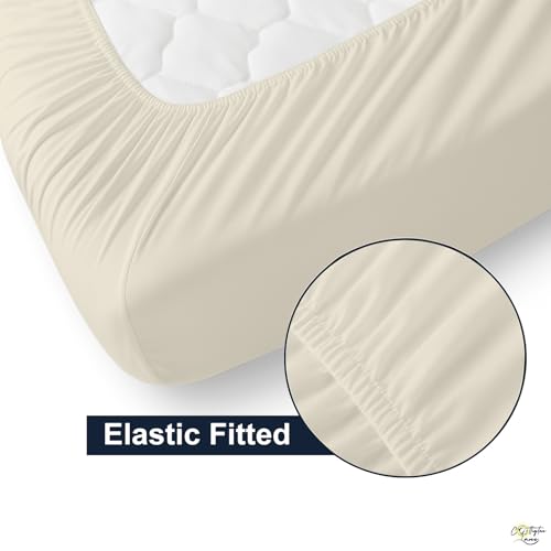 Cottington Lane 4 Piece Cot Sheets Set 25 x 75, Premium Egyptian Cotton Sheets, Perfect for Narrow Twin, Camp Bunk, Army Cots, Trifold Mattress, Camping Cot, Guest Bed Replacement, Ivory by Cottington Lane - Image 6