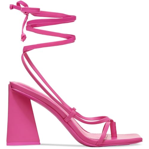 Bar III Womens AURORAA Faux Leather Strappy Block Heel Pink 12 Medium (B,M)3