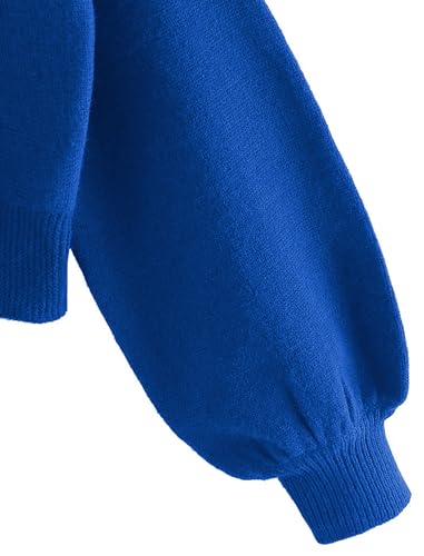 Image of ZAFUL Women's Cropped Sweater V-Neck Long Sleeve Pullover Jumper Knit Top | Crop Length, Ribbed Knit, Double V design, White sweater, Raglan sleeves, lantern sleeve, Fall & Winter, Loose fit, Oversized