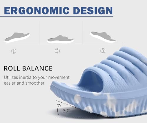 Image of KuaiLu Womens Recovery Sandals With Comfortable Plantar Fasciitis Support,Ladies Orthotic Open Toe Sport Slides Thick Cushion Reduces Stress on Feet,Joints & Back Post-Exercise