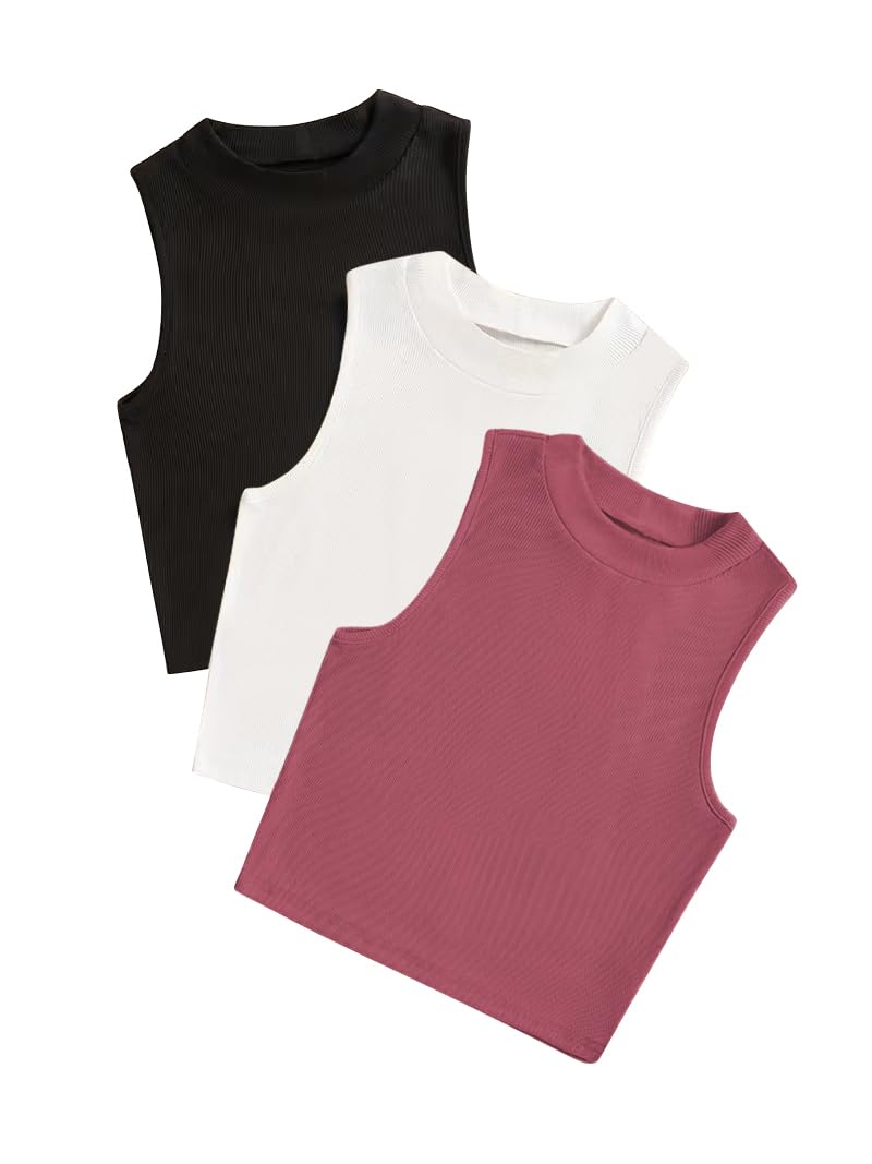 KERI PERRY Tops for Women Crop Top for Women's Tank Activewear Tee Sports Casual High Neck Cotton Camisole Pack of 3 Combo-picture-27