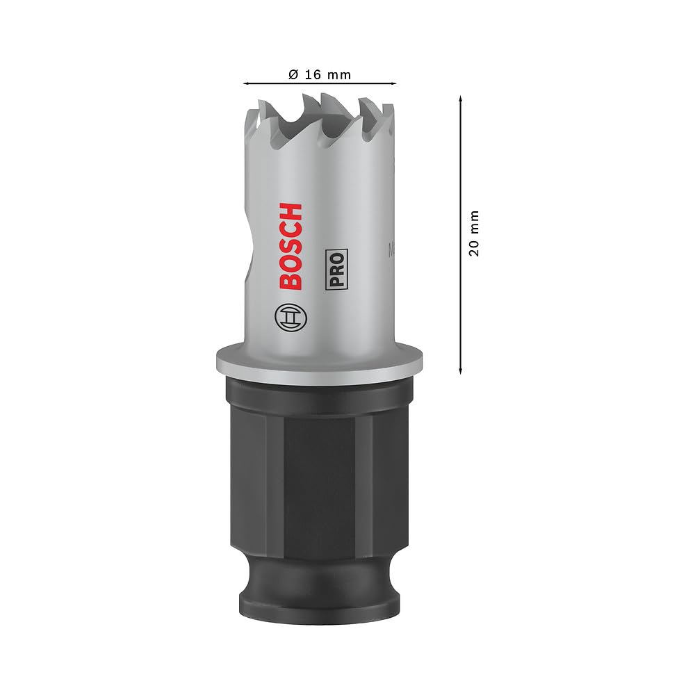 Bosch 1x Scie trépan PRO Sheet Metal Power Change Plus (pour Tôles en acier inoxydable, Tôles en acier, Ø 16 mm, Professional Accessoire Perceuses/visseuses rotatives)