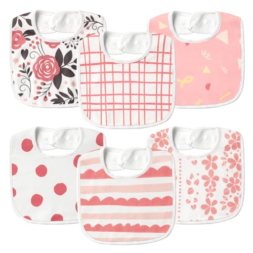Image of POIKSHARK 6 Pack Organic Baby Bibs for Unisex Boys Girls, Teething Baby Bib, Soft Cotton Baby Drool Bibs