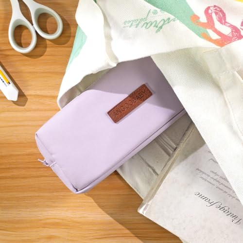 ANGOOBABY Small Pencil Case Student Pencil Pouch Coin Pouch Cosmetic Bag Office Stationery Organizer for Teen School-Purple