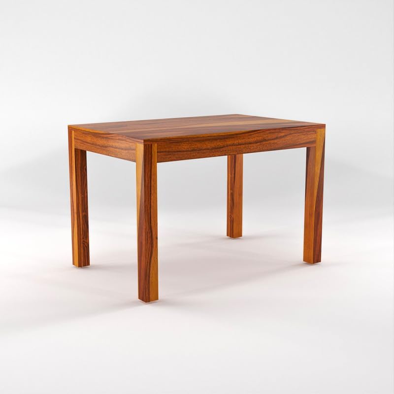 Image of Solid Sheesham Wood Dining Room Sets 4 Seater Dining Table with 3 Chairs & 1 Bench for Dining Room, Living Room, Kitchen, Hotel, Restaurant, Cafeteria (Zinor, Honey Finish)