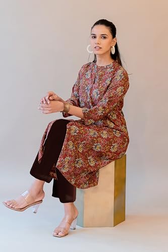 Image of MIRCHI FASHION Pure Cotton Kurti for Women | A-Line Kantha Work Printed Kurta for Woman | Ethnic Wear for Office & Daily Use (Single Piece)