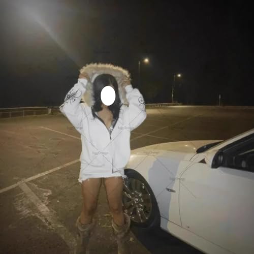 RICHTRUE Grunge Fur Hood Zip Up Hoodie Women Men Y2k Goth Graphic Hoodie Emo Jacket Fall Winter Streetwear Sweatshirt 2000s4