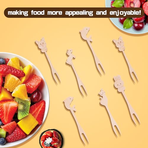 Amrankuo Garfos de aperitivo e palitos de dente com suporte, mini garfos, garfos de coquetel, palito