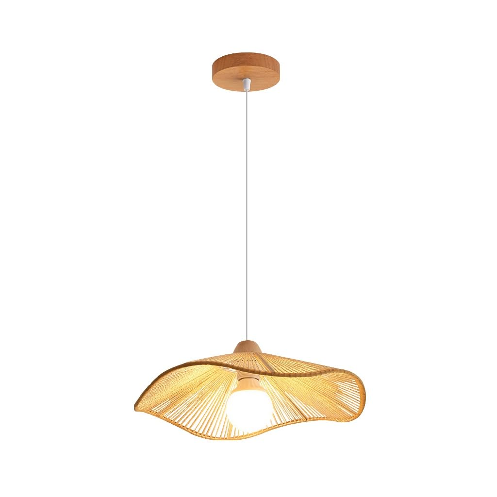 Lampa Wisząca E27 Z Rattanu Abażur W Stylu Retro Z Jutowego Sznurka Styl Bohemy Ręcznie Wykonana Lampa W Kształcie Kapelusza Idealna Do Wyspy Kuchennej Jadalni Salonu Sypialni(Beige,30cm)