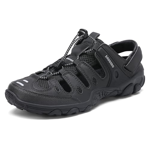 SAGUARO Men's Sport Sandals Adjustable Strap Closed Toe Outdoor Hiking Sandal Beach Water Shoes