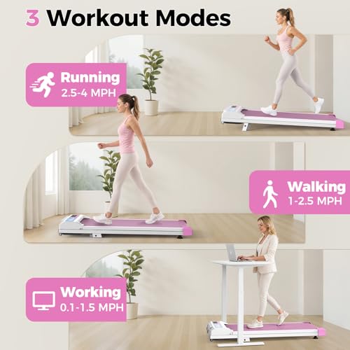 Image of Walking Pad Treadmill for Home Office, Under Desk Treadmill with 2.5HP Quiet Motor, 6% Manual Incline, Remote Control, LED Display, 300 lbs Capacity