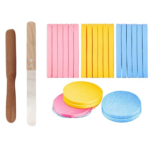 Image of Non-stick Wax Spatula Waxing Applicator Hair Removal Sticks Reusable Scraper Hard for Home Salon Body Use Large Wooden Spatulas for Legs Face Eyebrow Professional Applicators for Women (Wax Spatula Combo & Sponge Stick)