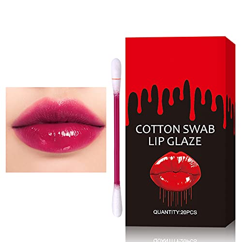 PASNOWFU Tattoo Lipstick, 20 Pcs Tattoo Lipstick cotton swab, Cigarette Cotton Swab Lipstick, Velvet Matte Tattoo Lip St