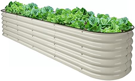 VEGEGA. 8ft X 2ft X 1.4ft Raised Garden Bed Kit, Large Zinc-Aluminum-Magnesium Stainless Steel Metal Planter Box, for Planting Outdoor Plants Vegetables , White