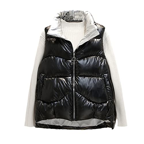 Chaleco plumífero de mujer contra el frío extremo parka acolchada de plumón de pato negro 3XL