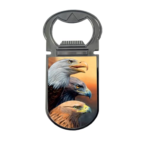 3D LiveLife Bottle Openers - Three Eagles from Deluxebase. Eagle Magnetic Drink Opener with Lenticular 3D Image. Fridge Magnet Gifts for Kitchen and Bar Accessories.