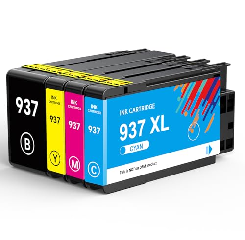 Nestink 937xl Mit Chip-Upgrade 937e Druckerpatronen (1 Schwarz + 3 Farben) Ersatz für hp 937 XL Multipack Kompatibel mit HP Officejet pro 9730e 9720e 9122e 9125e 9110b 9135e 9130b 9132e 9120e 9117b