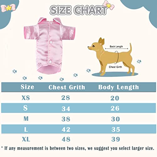 Dog Lapel Silk Sleepwear Soft Two-Legged Shirt Outfit For Small Medium Girl Dogs Christmas Holiday Birthday Party (Pink, L) #TOP3