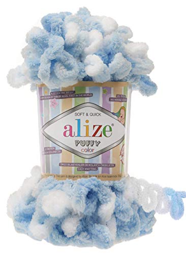 Image of Alize Puffy Color Baby Blanket Yarn Lot of 4skn 400gr 39.3 yds 100% Micropolyester Soft Yarn Hand Knitting Yarn (5865)