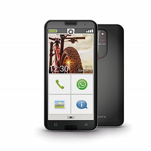 Emporia SMART.5 | Seniorenhandy 4G Volte | Senioren Smartphone ohne Vertrag | Mobiltelefon mit Notruftaste | 5 5-Zoll-Display | Android 10 | 13 MP Kamera | Schwarz