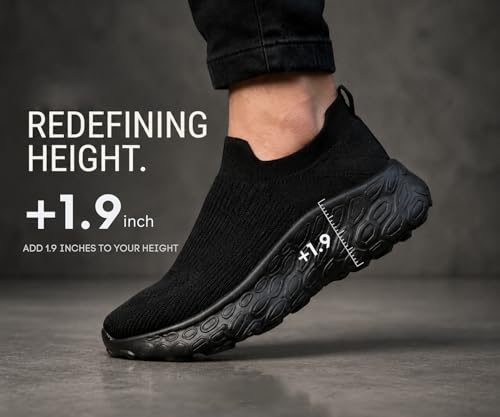 Image of Kraasa Walking Shoes for Men Height Increasing Sports Shoes Ultra Grip Soft Sole Gym Shoes Workout Lightweight Running Shoes for Men
