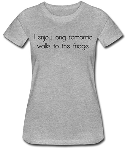 I Enjoy Long Romantic Walks to The Fridge Women's T-Shirt Large Gray