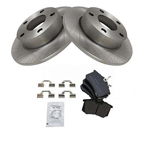 Image of TRQ Rear Brake Pad and Rotor Set Semi Metallic Solid Rotors 245mm Diameter