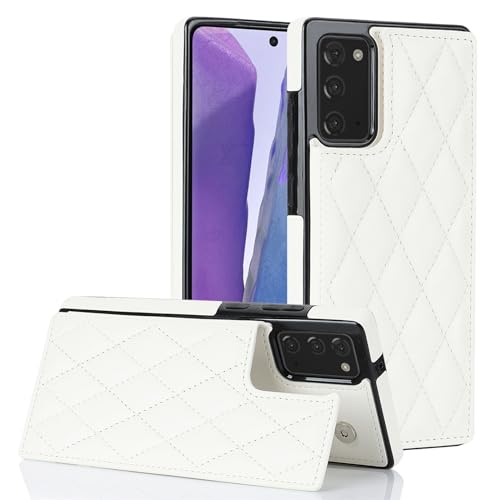 XYX for Samsung Galaxy Note 20 5G Wallet Case with Card Holder, RFID Blocking PU Leather Double Magnetic Clasp Back Flip Protective Shockproof Cover 6.7 inch, White