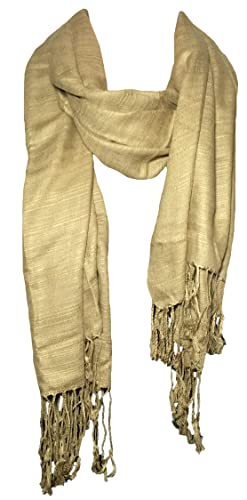 100% Natural Pure Silk Scarf, Solid Color Plain Scarves Soft Winter, Gold
