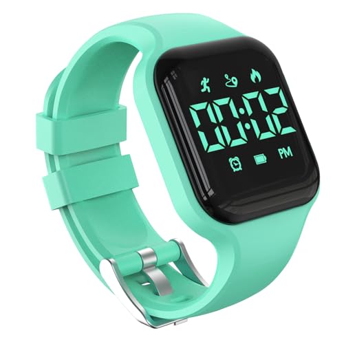 Kids Digital Sport Pedometer Watch for Boys Girls Waterproof Fitness Tracker Watch with Vibrating Alarm & Calendar for Children Teens Students (Green)