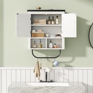 Medicinecabinetmirrorandadjustableshelffarmhousebathroomwallcabinetwithmirrortowelbarand6pcshooksfloatingstoragecabinetforbathroomkitchenhallway Urban Country Home Decor Medicine cabinet mirror and adjustable shelf farmhouse bathroom wall cabinet with mirror towel bar and 6pcs hooks floating storage cabinet for bathroom kitchen hallway urban country home decor