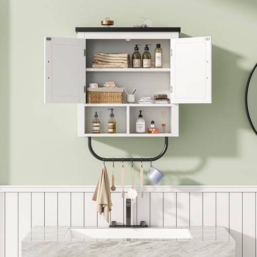 Medicinecabinetmirrorandadjustableshelffarmhousebathroomwallcabinetwithmirrortowelbarand6pcshooksfloatingstoragecabinetforbathroomkitchenhallway Urban Country Home Decor Medicine cabinet mirror and adjustable shelf farmhouse bathroom wall cabinet with mirror towel bar and 6pcs hooks floating storage cabinet for bathroom kitchen hallway urban country home decor