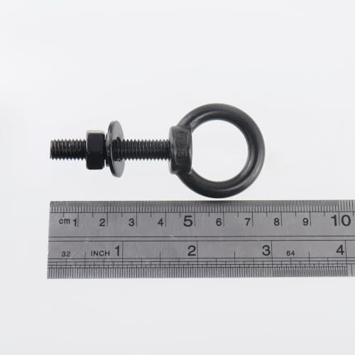 Image of Antrader Lifting Shoulder Eye Bolts,M8 Eye Bolt,M8 x 40mm,Black,6 Sets | Stainless Steel Eyebolts with Lock Nuts,Lock Washers,Flat Washers