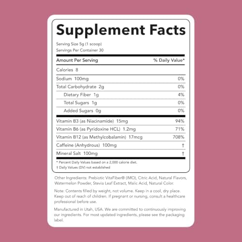 Clean Simple Eats Energy Drink Powder With 100 MG of Natural Caffeine, B Vitamins, Electrolytes & Organic Stevia, Powder Drink Mix For Hydration, Endurance & Performance, Sour Cherry Flavor, 30 Srvgs