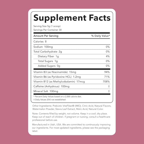 Clean Simple Eats Energy Drink Powder With 100 MG of Natural Caffeine, B Vitamins, Electrolytes & Organic Stevia, Powder Drink Mix For Hydration, Endurance & Performance, Sour Cherry Flavor, 30 Srvgs